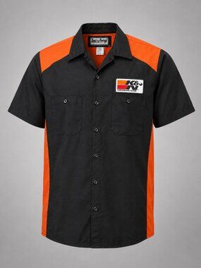 K&N Filters Men's Large Shirt Racing Embroidered Crew Button Down Short Sleeve